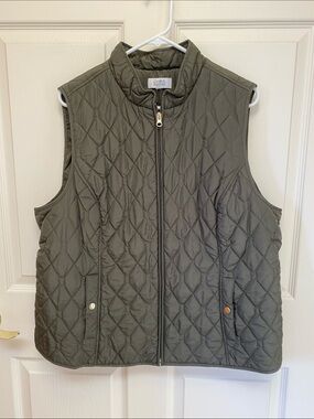 croft & barrow Olive Green Quilted Vest